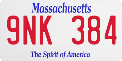 MA license plate 9NK384