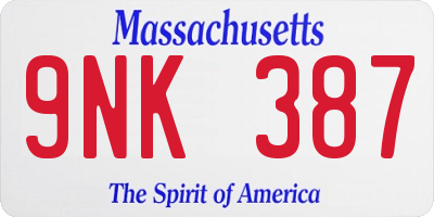 MA license plate 9NK387