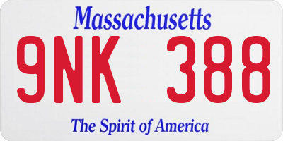 MA license plate 9NK388