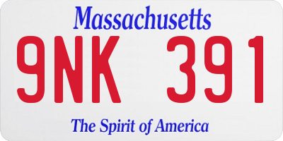 MA license plate 9NK391