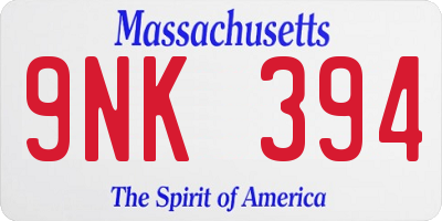 MA license plate 9NK394