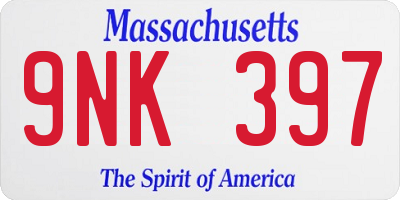 MA license plate 9NK397