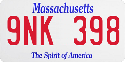 MA license plate 9NK398