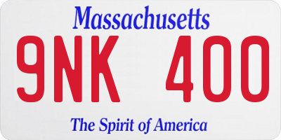 MA license plate 9NK400