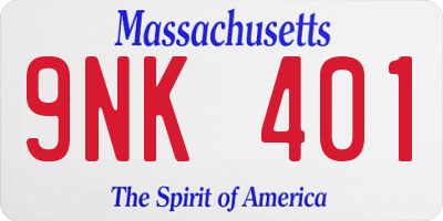 MA license plate 9NK401