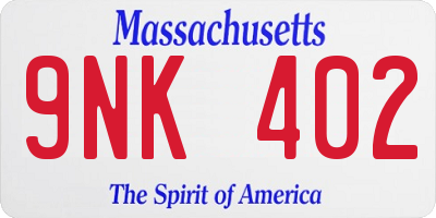 MA license plate 9NK402