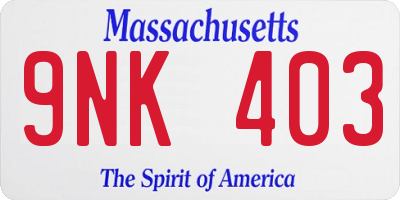 MA license plate 9NK403