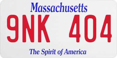 MA license plate 9NK404
