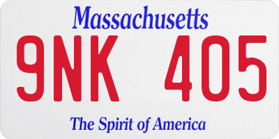 MA license plate 9NK405
