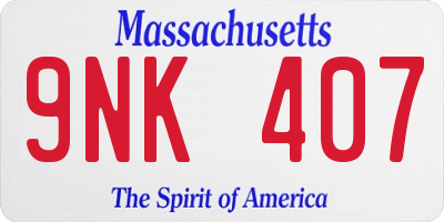 MA license plate 9NK407