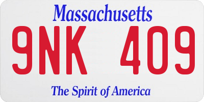 MA license plate 9NK409