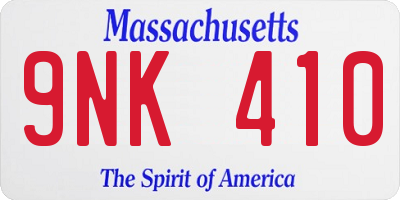 MA license plate 9NK410