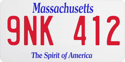 MA license plate 9NK412