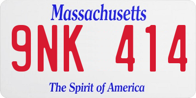 MA license plate 9NK414