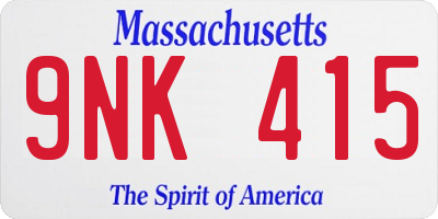 MA license plate 9NK415