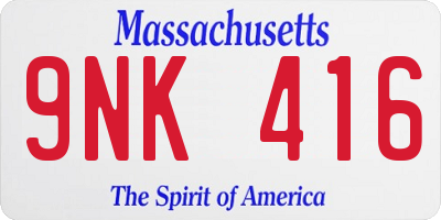 MA license plate 9NK416