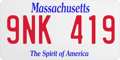 MA license plate 9NK419