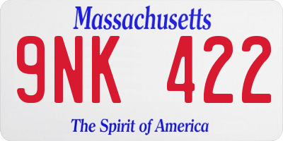 MA license plate 9NK422