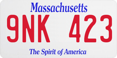 MA license plate 9NK423