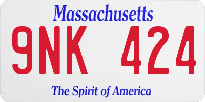 MA license plate 9NK424