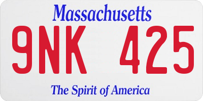 MA license plate 9NK425