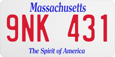 MA license plate 9NK431