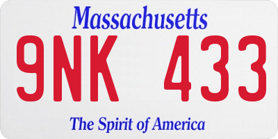 MA license plate 9NK433