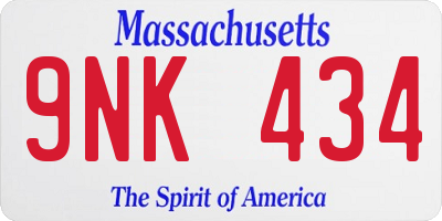 MA license plate 9NK434