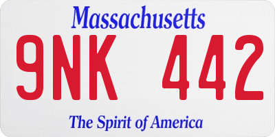 MA license plate 9NK442