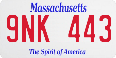 MA license plate 9NK443