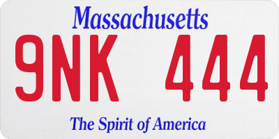 MA license plate 9NK444