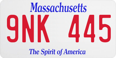 MA license plate 9NK445