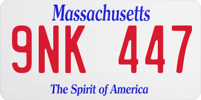 MA license plate 9NK447