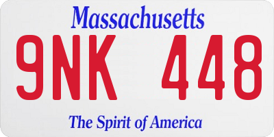 MA license plate 9NK448