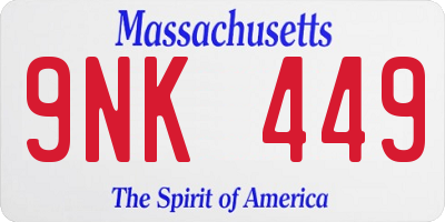 MA license plate 9NK449
