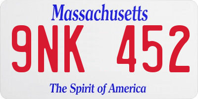 MA license plate 9NK452