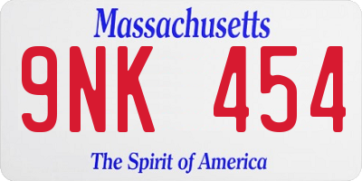 MA license plate 9NK454