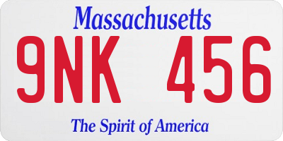 MA license plate 9NK456