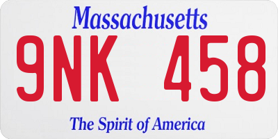 MA license plate 9NK458