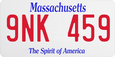 MA license plate 9NK459