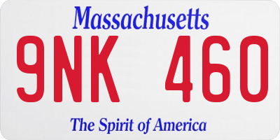 MA license plate 9NK460