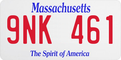 MA license plate 9NK461