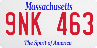 MA license plate 9NK463
