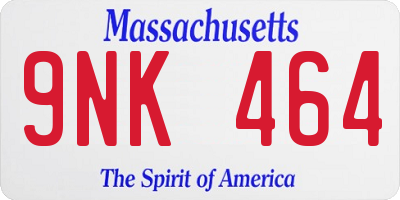 MA license plate 9NK464