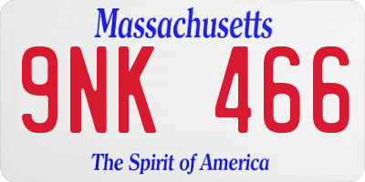 MA license plate 9NK466