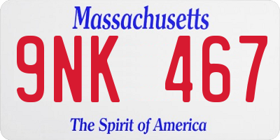 MA license plate 9NK467