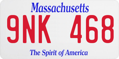 MA license plate 9NK468