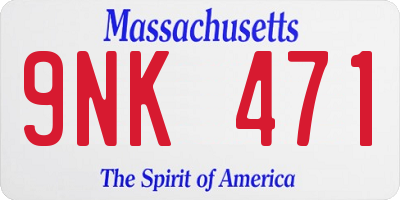 MA license plate 9NK471