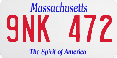 MA license plate 9NK472
