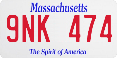 MA license plate 9NK474